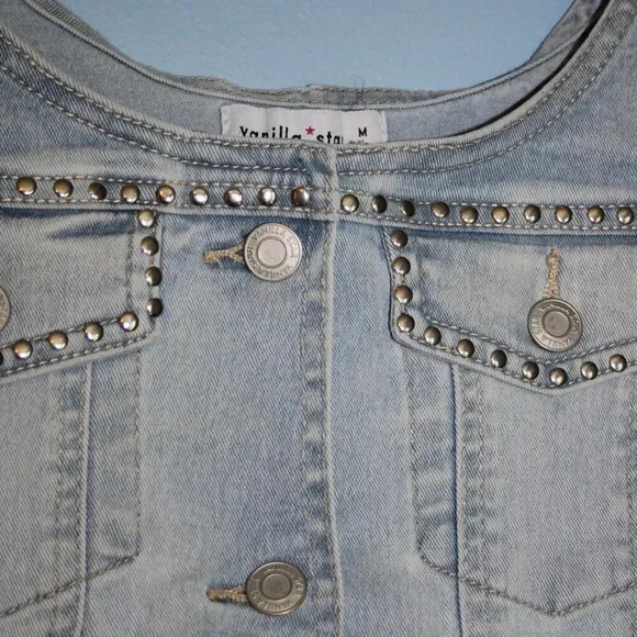 Vanilla Star NWOT Button Front Cropped Jean Tank Top Size Medium - Picture 5 of 16